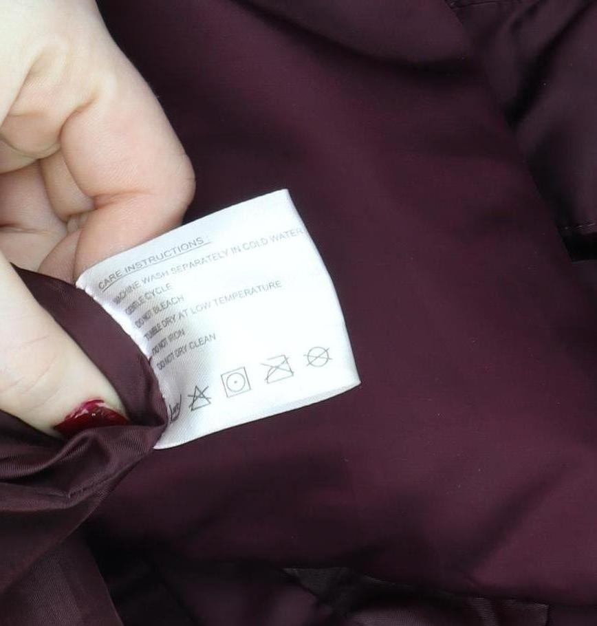 Centigrade Women's Red Long Puffer Coat L Hooded Faux Fur Trim