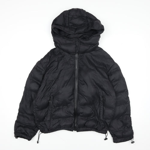 4F Women's Black Hooded Puffer Jacket Size M Winter Coat