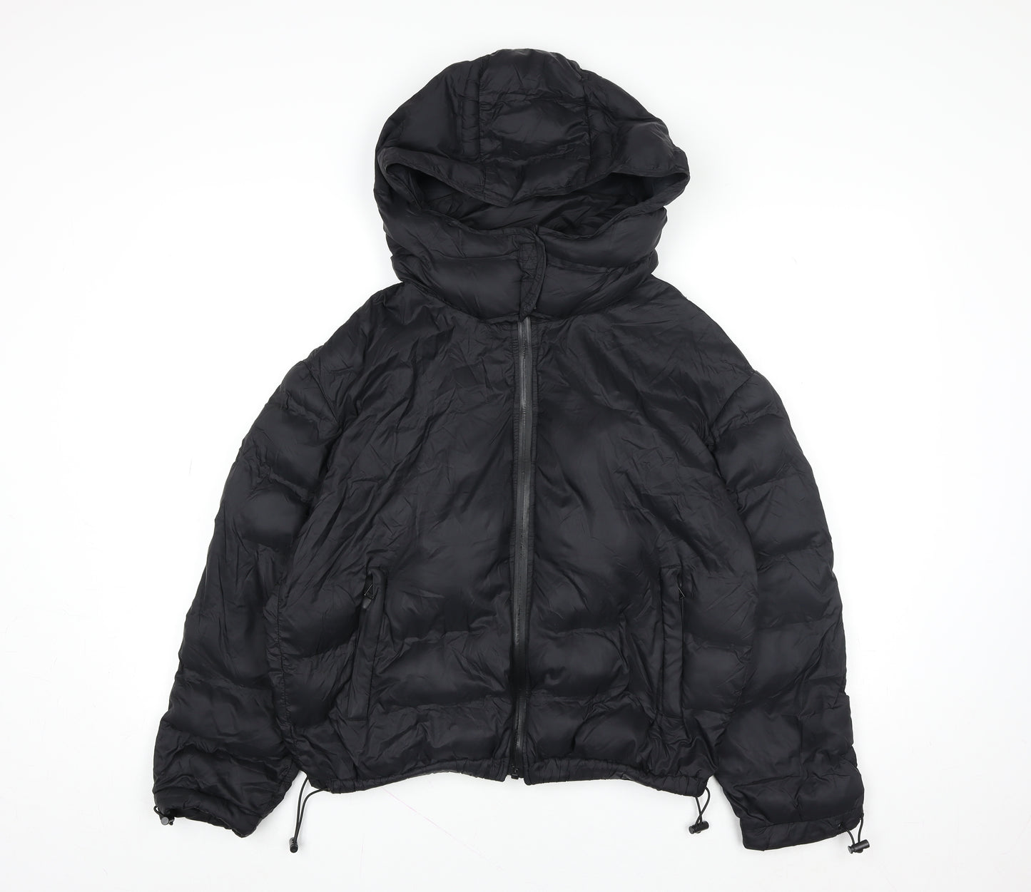 4F Women's Black Hooded Puffer Jacket Size M Winter Coat