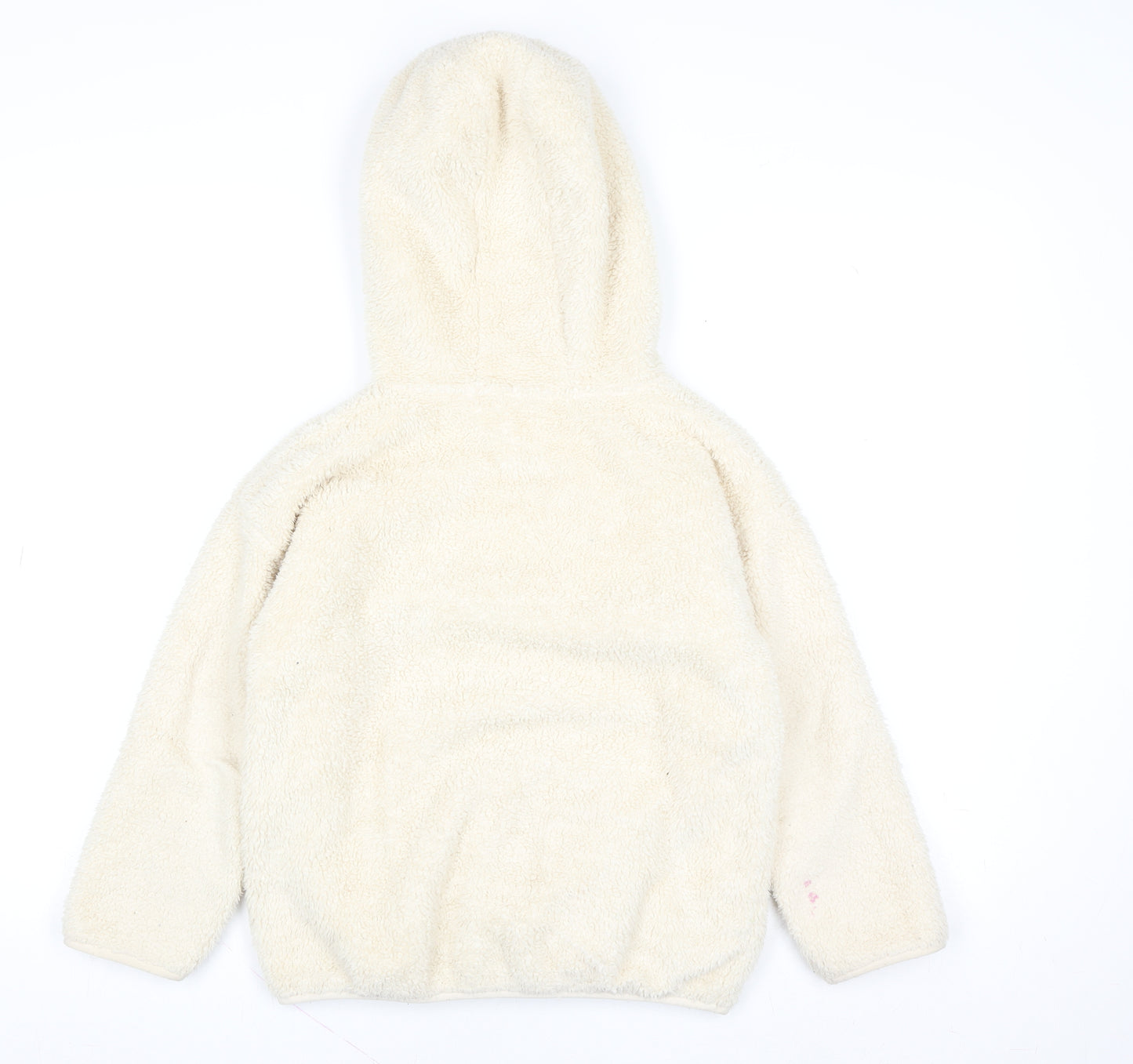 Next Girls Ivory Fleece Hooded Zip Jacket 8 Years Polyester Autumn Winter