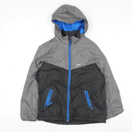 Decathlon Boys Grey Hooded Puffer Jacket Size 6 Years Winter Ski Coat