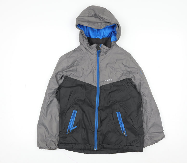 Decathlon Boys Grey Hooded Puffer Jacket Size 6 Years Winter Ski Coat