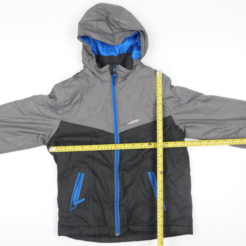 Decathlon Boys Grey Hooded Puffer Jacket Size 6 Years Winter Ski Coat