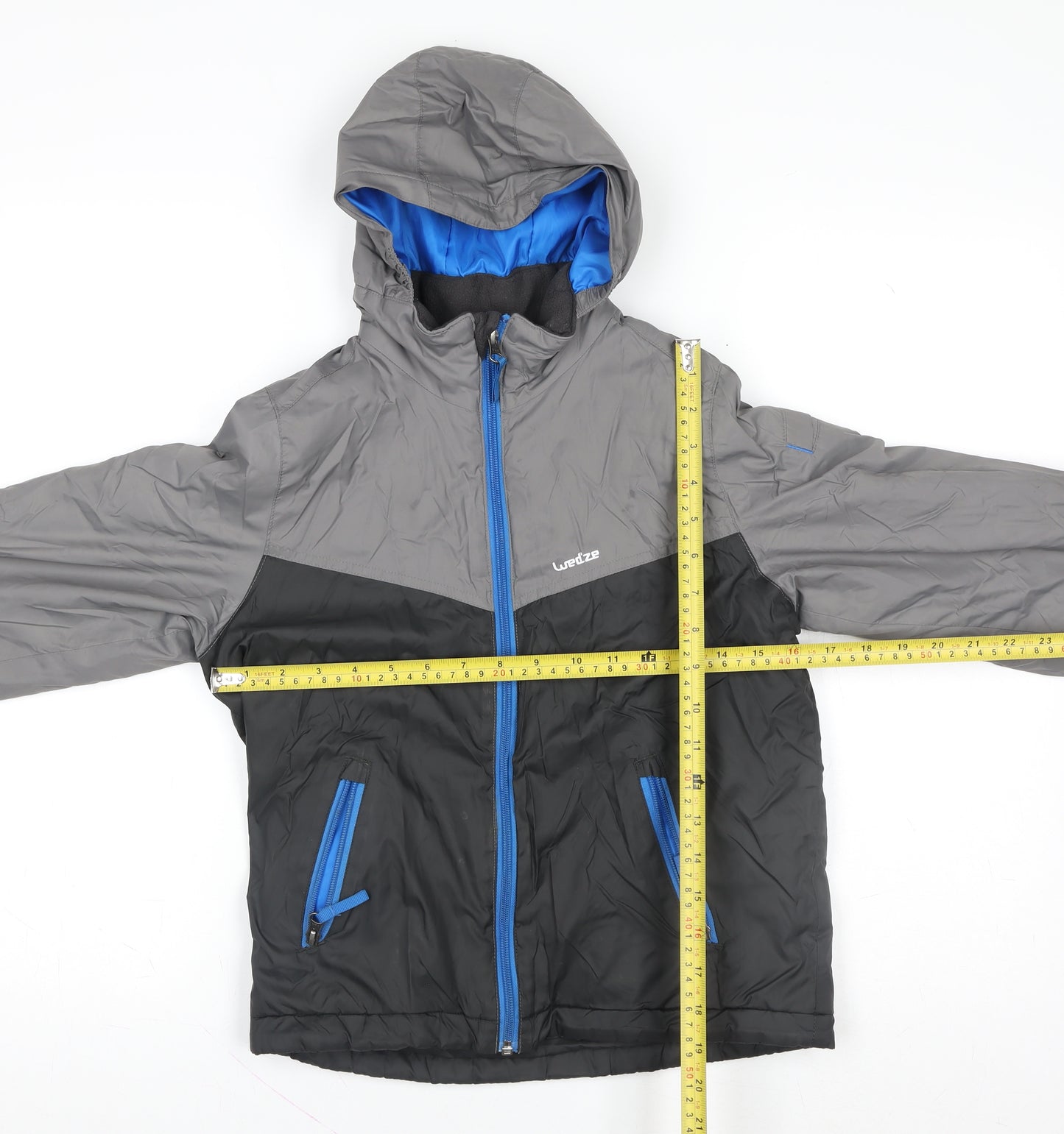 Decathlon Boys Grey Hooded Puffer Jacket Size 6 Years Winter Ski Coat