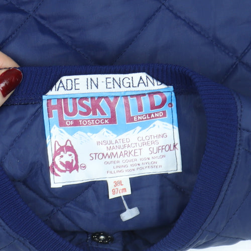 Husky Ltd Men's Blue Quilted Nylon Mid-Length Jacket Size 38