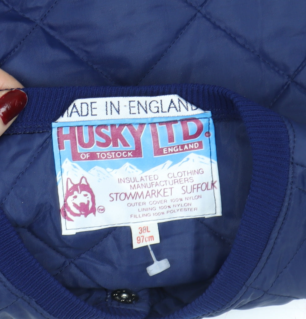 Husky Ltd Men's Blue Quilted Nylon Mid-Length Jacket Size 38
