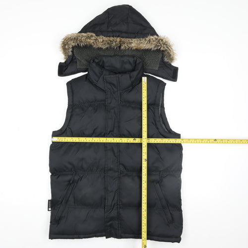 Mountain Essentials Girls Black Puffer Gilet Hooded 13 Years Nylon