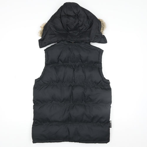Mountain Essentials Girls Black Puffer Gilet Hooded 13 Years Nylon