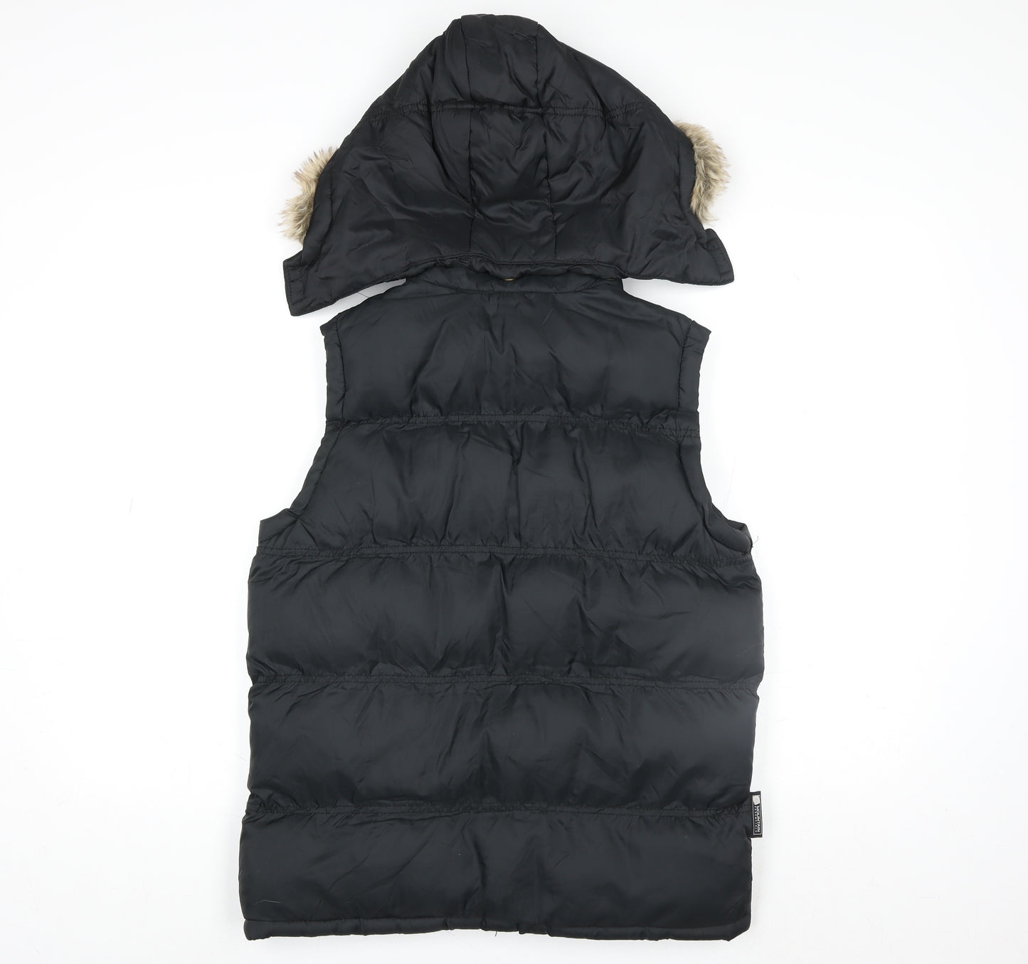 Mountain Essentials Girls Black Puffer Gilet Hooded 13 Years Nylon