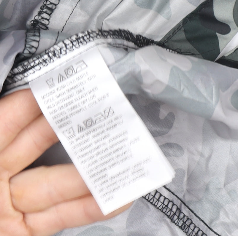 Susan Graver Womens Green Camo Hooded Rain Jacket Coat Size M