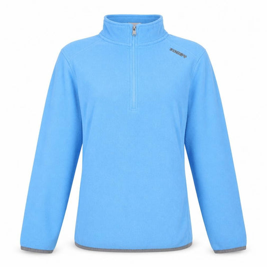 Front view of TOG24 Women’s Blue 1/2 Zip Pullover Fleece Sweatshirt, size UK 10-12