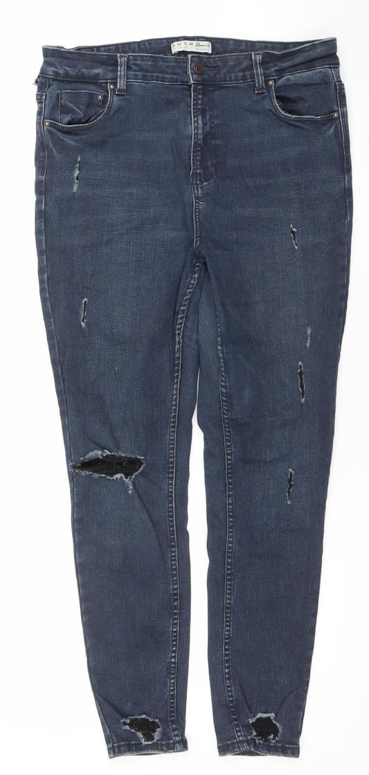 Denim Co Women’s Blue Distressed Skinny Jeans Size 16