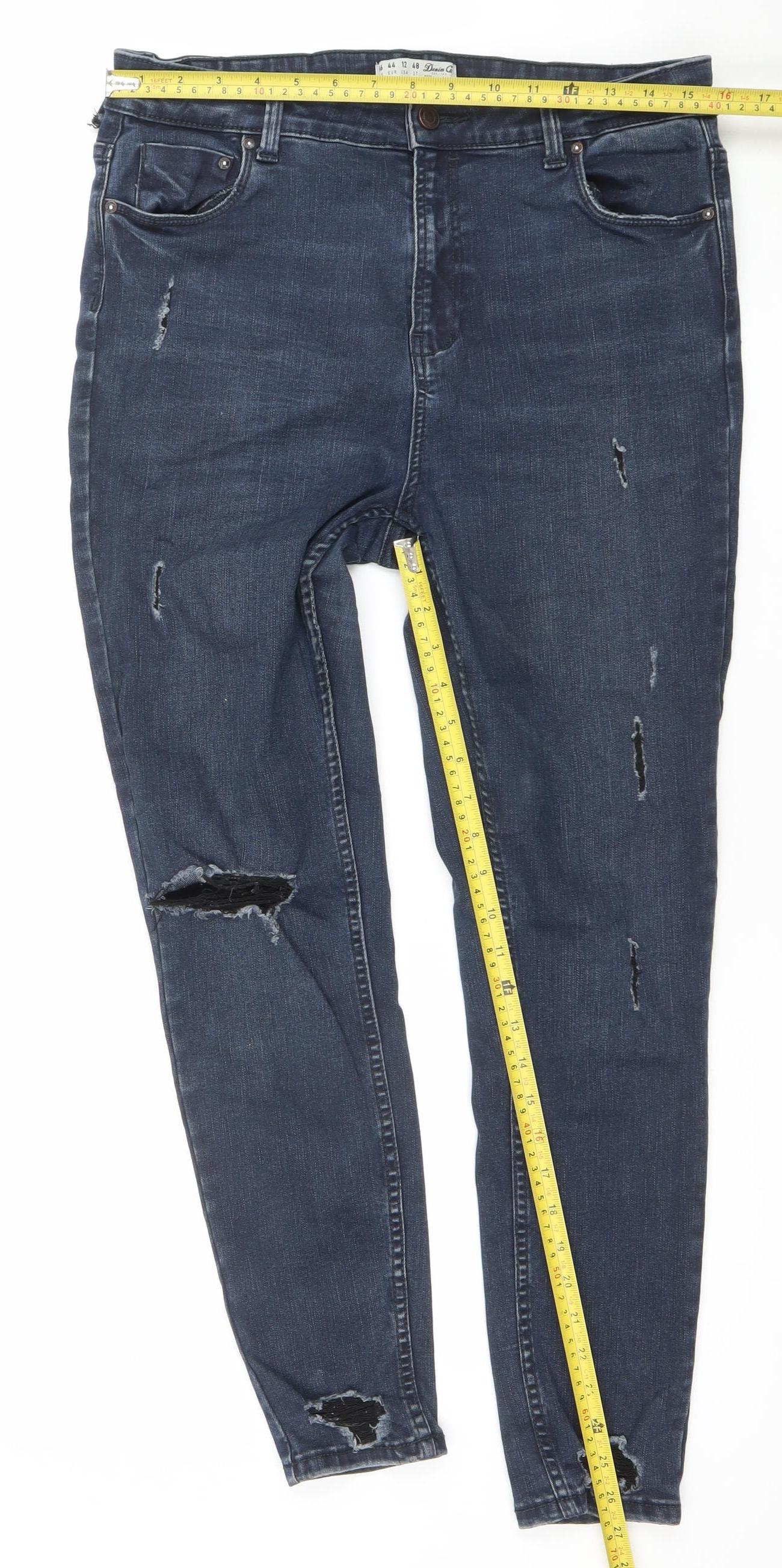 Denim Co Women’s Blue Distressed Skinny Jeans Size 16