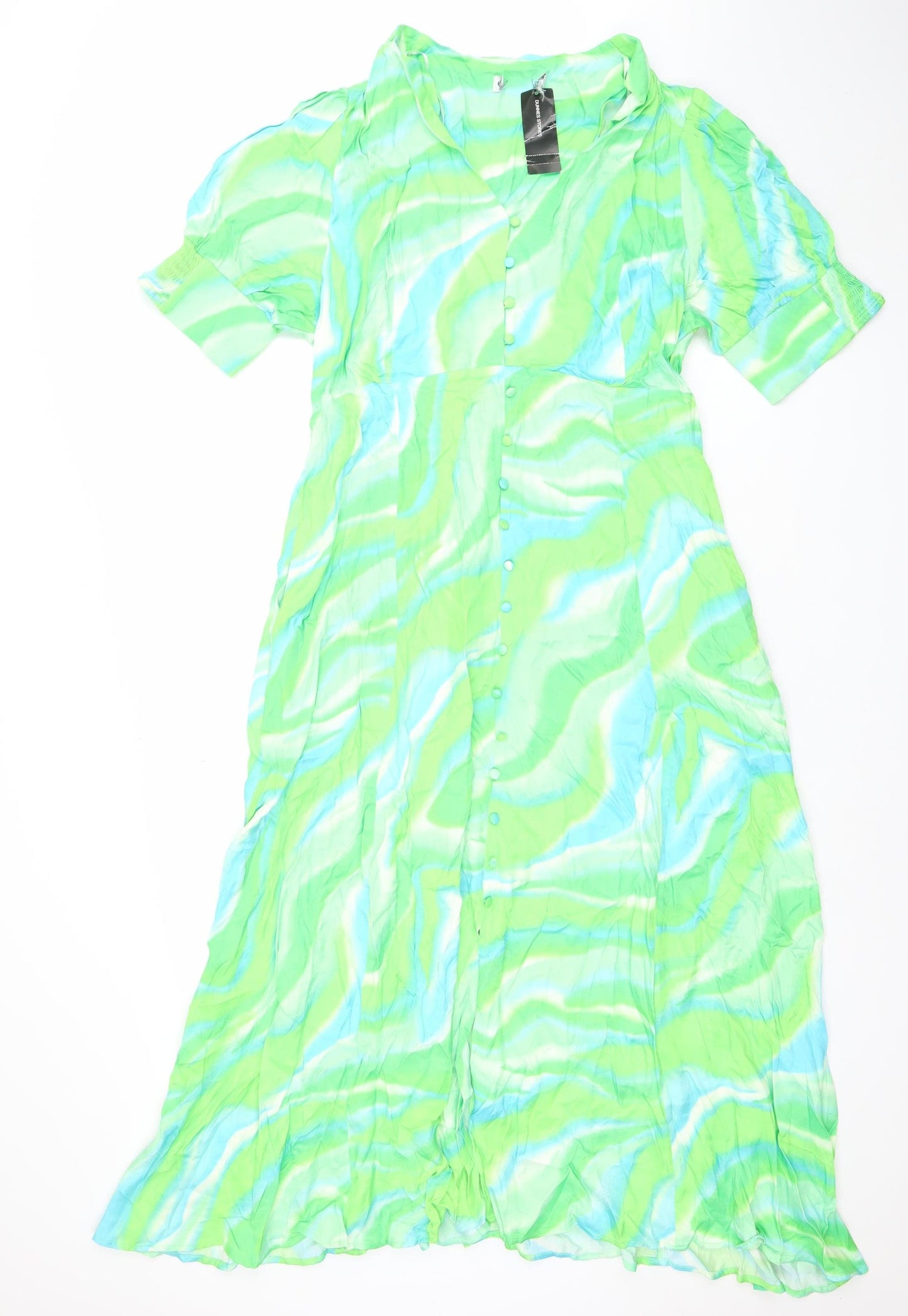 Gallery Womens Green Tie Dye Maxi Dress Size 16 3/4 Sleeve
