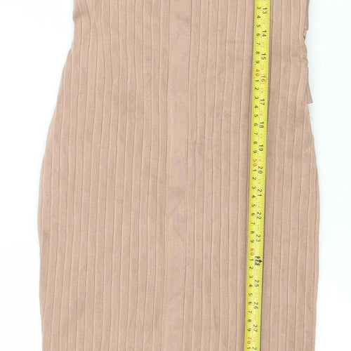 House of CB Women’s Beige Long Sleeve Bodycon Midi Dress Size S