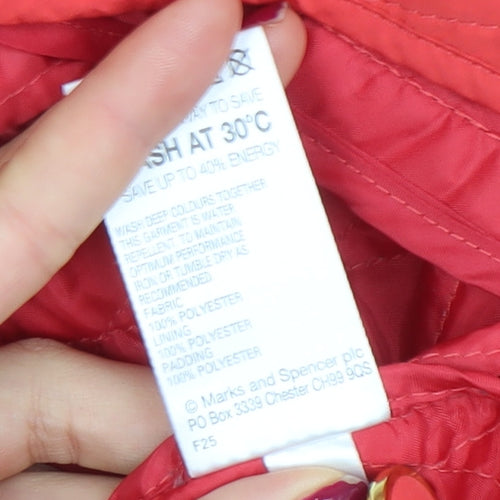 Marks and Spencer Womens Red Quilted Mid-Length Jacket UK 12