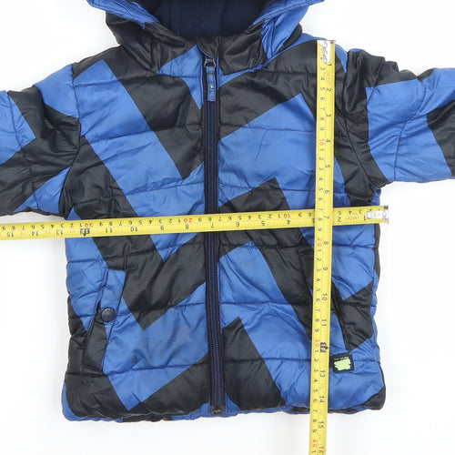 Next Unisex Blue Dinosaur Puffer Jacket 18-24 Months Hooded Winter Coat