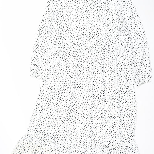 Esmara Women White Polka Dot Midi A-Line Dress Size 12