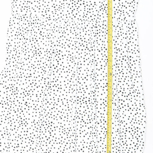Esmara Women White Polka Dot Midi A-Line Dress Size 12