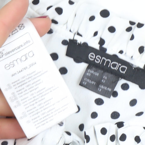Esmara Women White Polka Dot Midi A-Line Dress Size 12