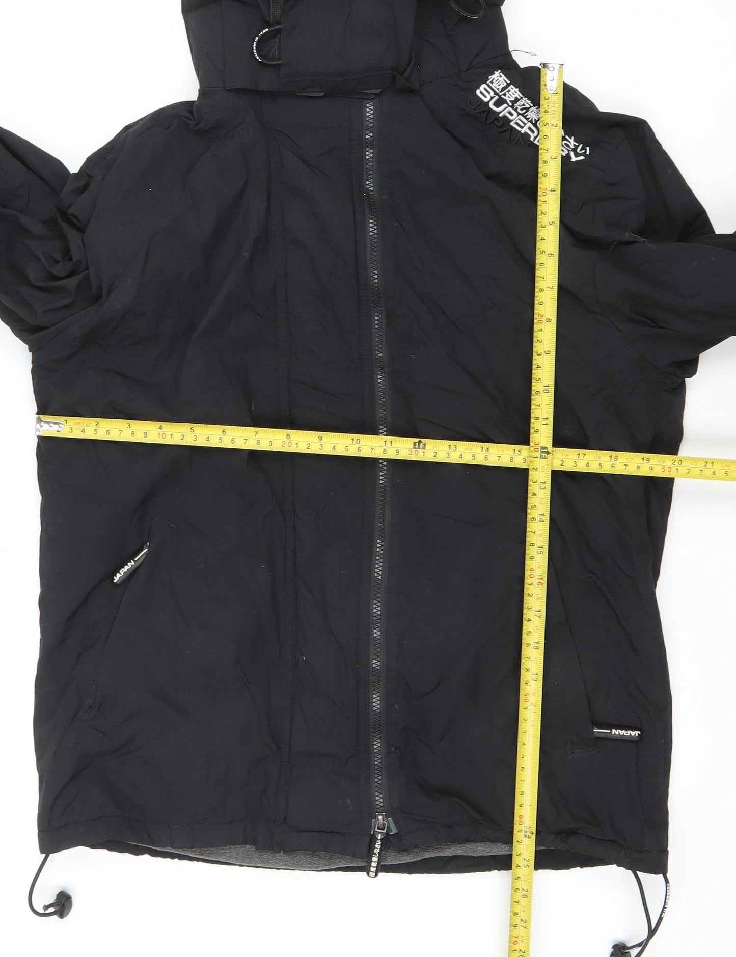 Superdry Women's Black L Windbreaker Hooded Nylon Jacket