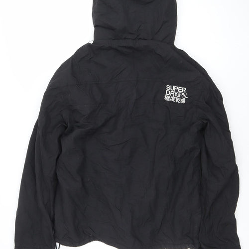 Superdry Women's Black L Windbreaker Hooded Nylon Jacket