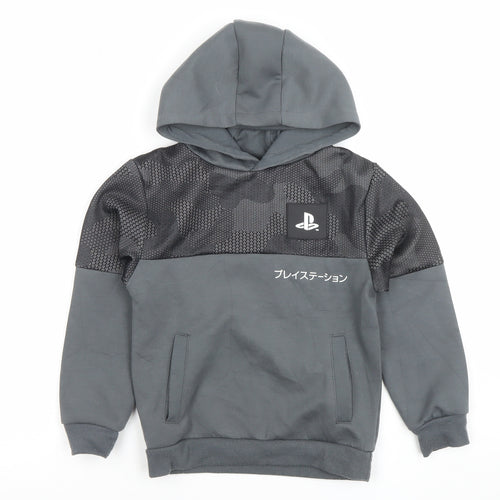 Primark Boys Grey PlayStation Hoodie 6-7 Years Pullover Cotton Blend
