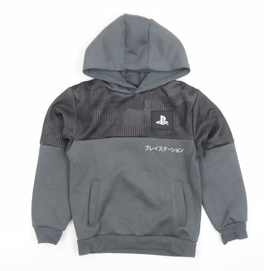 Primark Boys Grey PlayStation Hoodie 6-7 Years Pullover Cotton Blend
