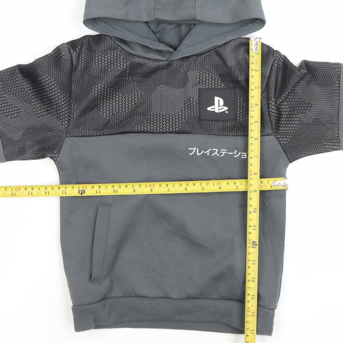 Primark Boys Grey PlayStation Hoodie 6-7 Years Pullover Cotton Blend