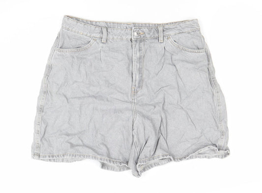 Primark Women’s Grey Mom Denim Shorts Size 12 High Waist