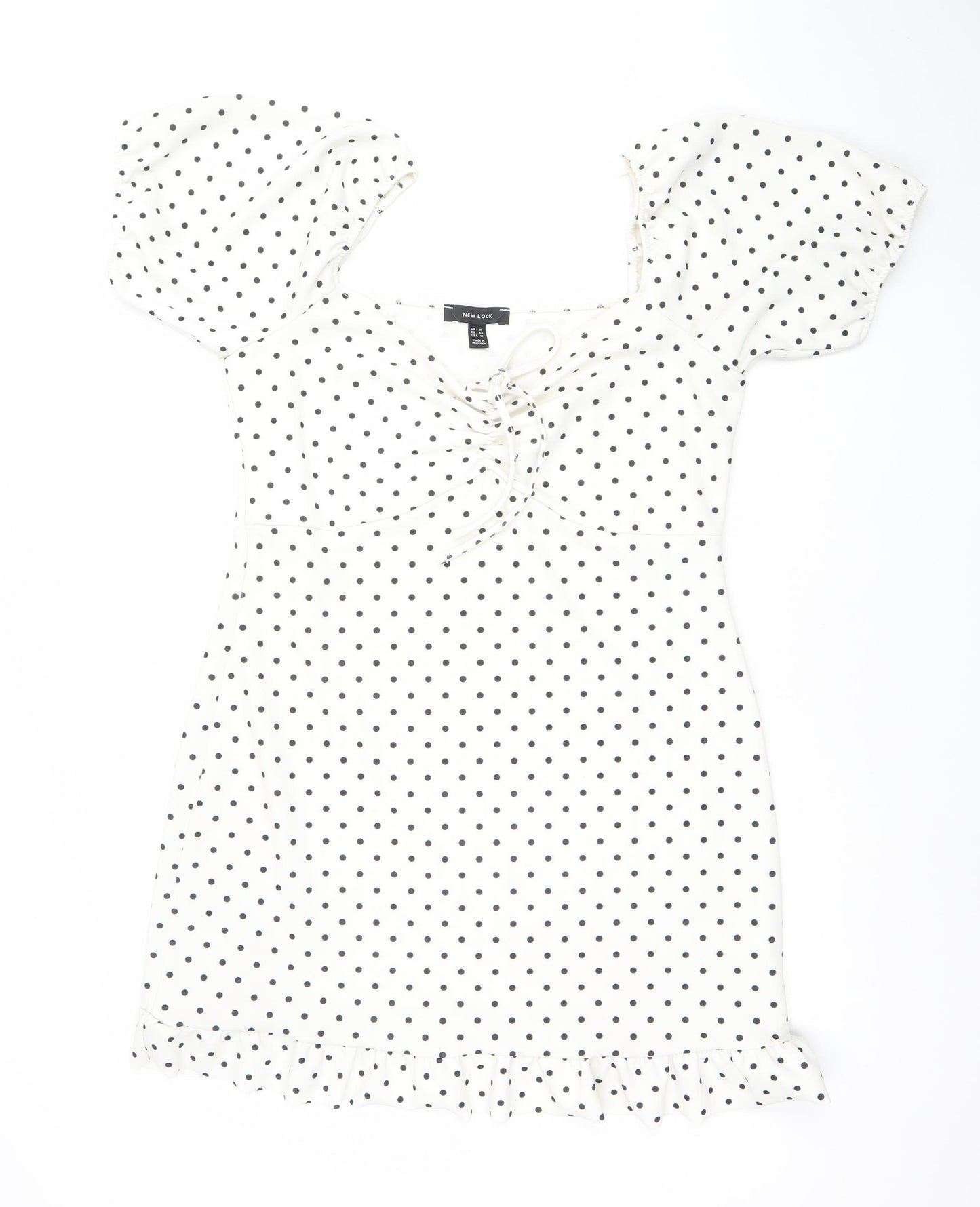 New Look Women's White Polka Dot Short Bodycon Dress Size 18
