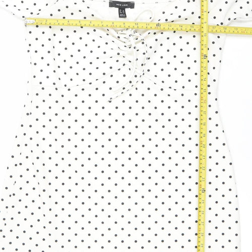 New Look Women's White Polka Dot Short Bodycon Dress Size 18