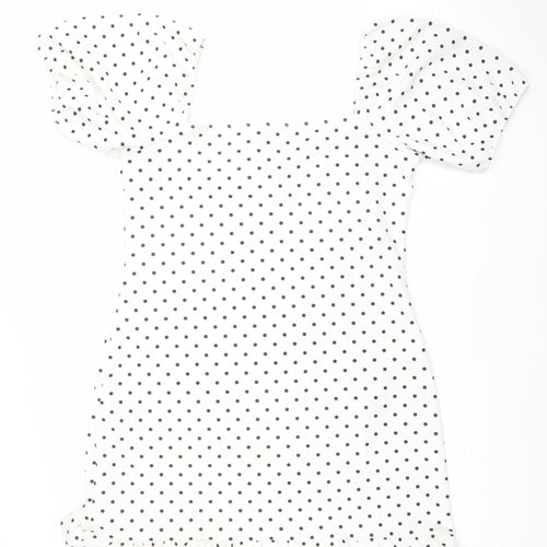 New Look Women's White Polka Dot Short Bodycon Dress Size 18