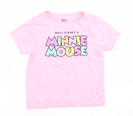Disney Girls Pink Minnie Mouse Graphic Cotton T-Shirt 4-5 Years