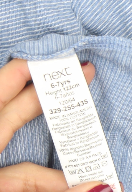 Next Boys Blue Striped Long Sleeve Cotton T-Shirt 6-7 Years