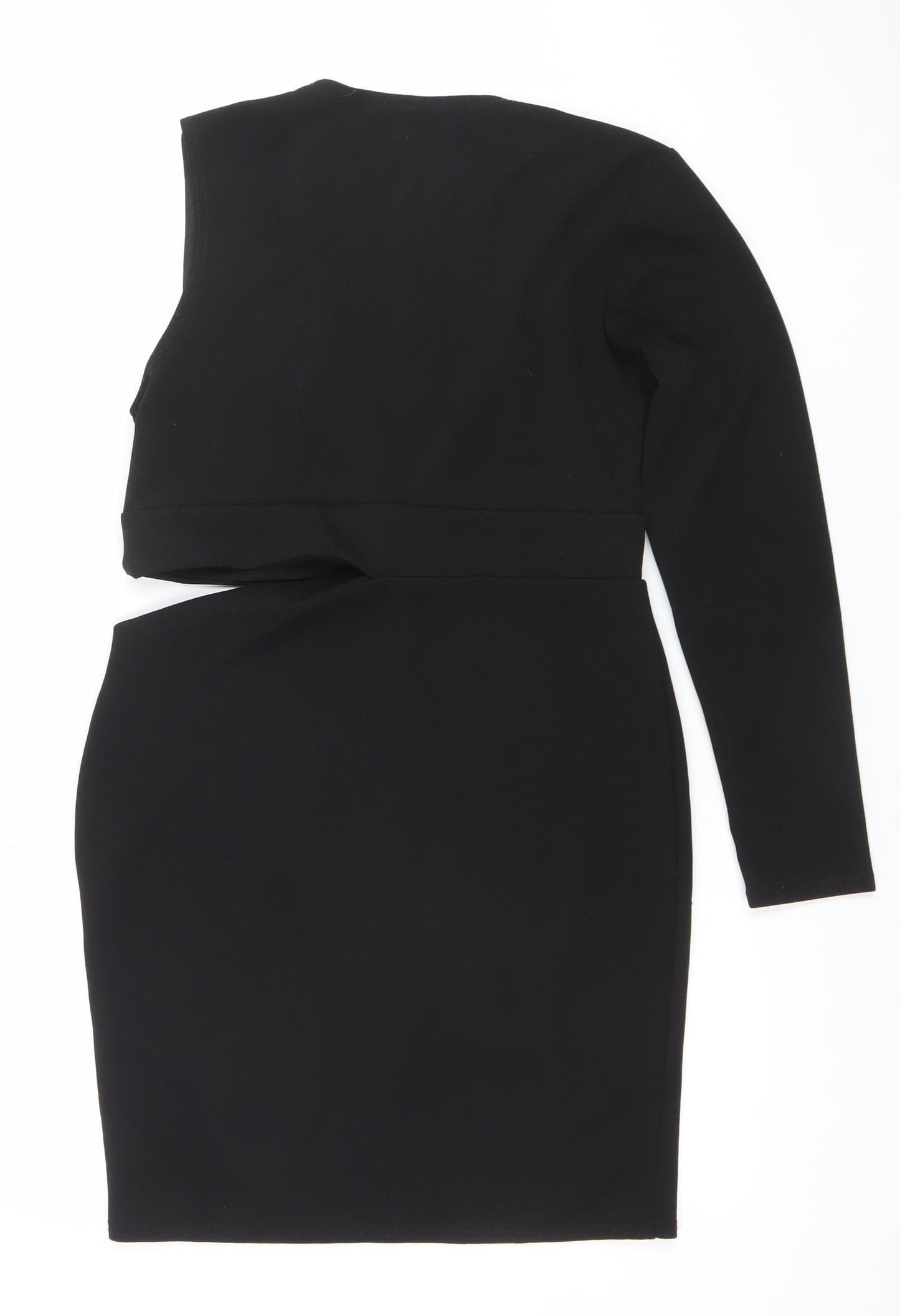 PrettyLittleThing Women’s Black Size 12 Bodycon Belted One Shoulder Dress