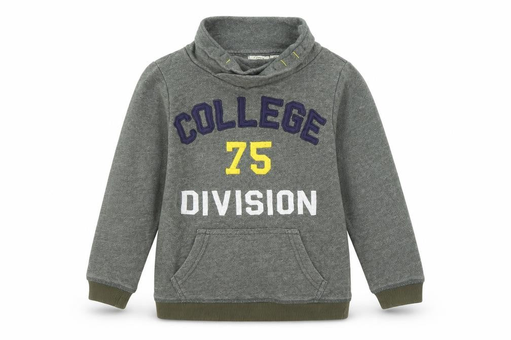 Front view of Sfera boys’ grey college division pullover sweatshirt 6-7 years