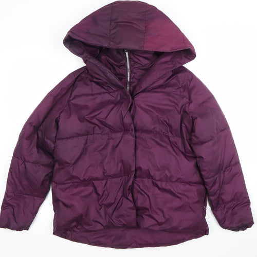 Gallery Womens Purple Hooded Puffer Jacket Size 12 Winter Coat