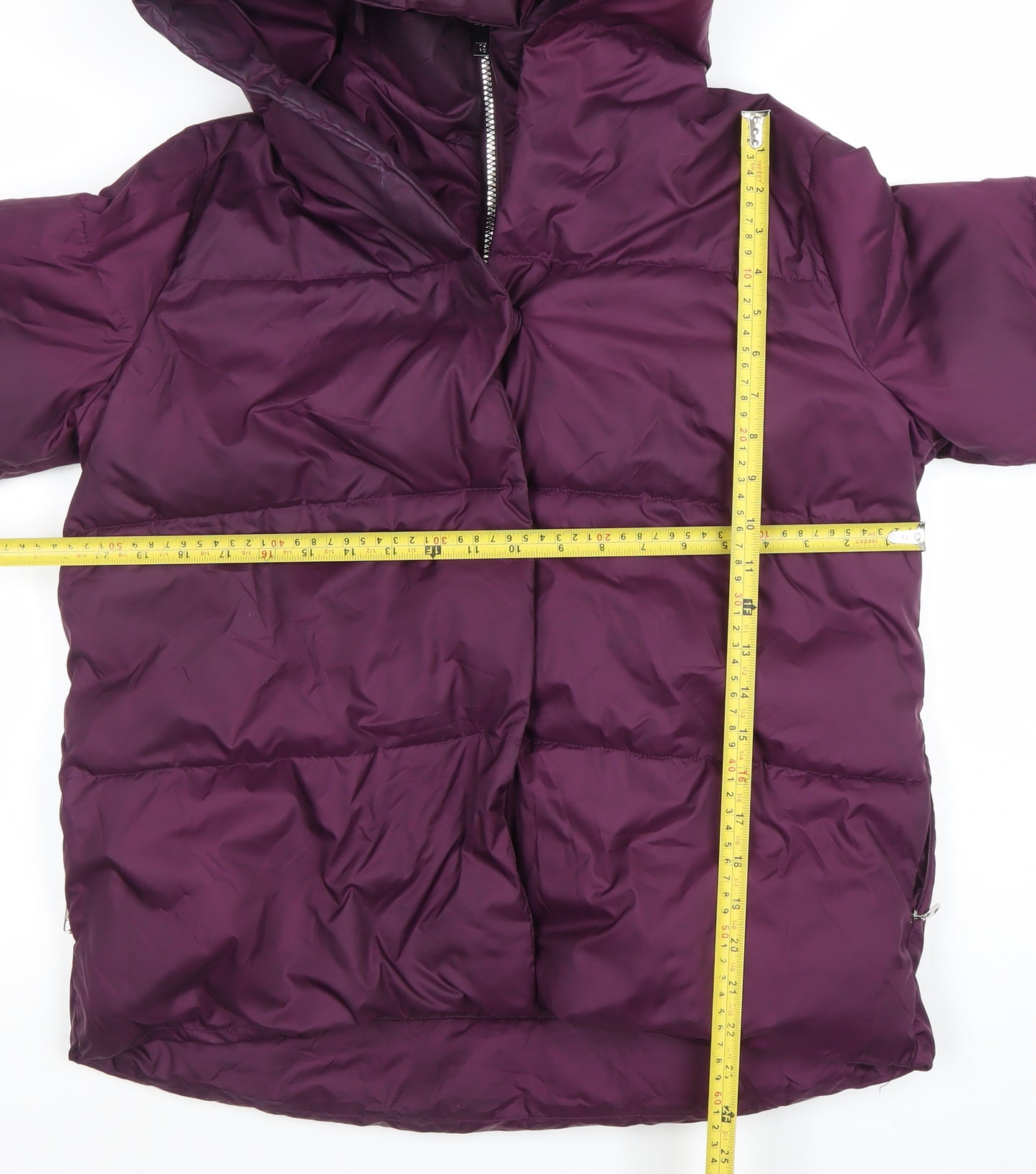 Gallery Womens Purple Hooded Puffer Jacket Size 12 Winter Coat