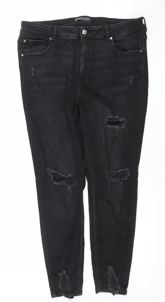 Denim Co Women Black Size 18 Distressed Skinny Jeans