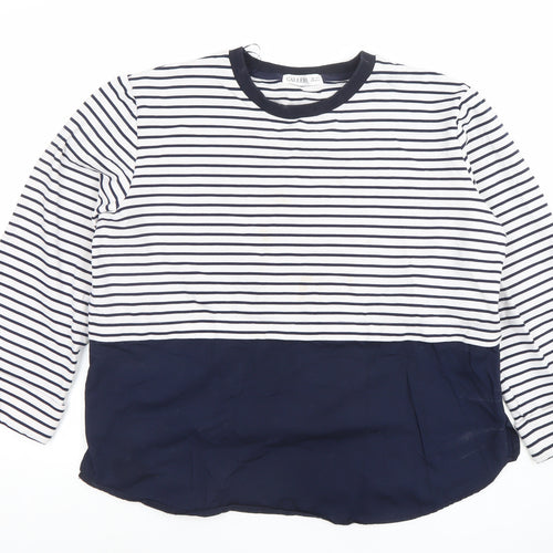 Gallery Women Navy Stripe Long Sleeve Jersey Tunic Top UK M