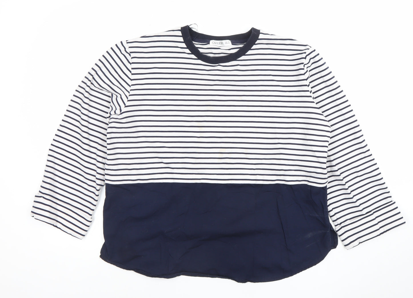 Gallery Women Navy Stripe Long Sleeve Jersey Tunic Top UK M