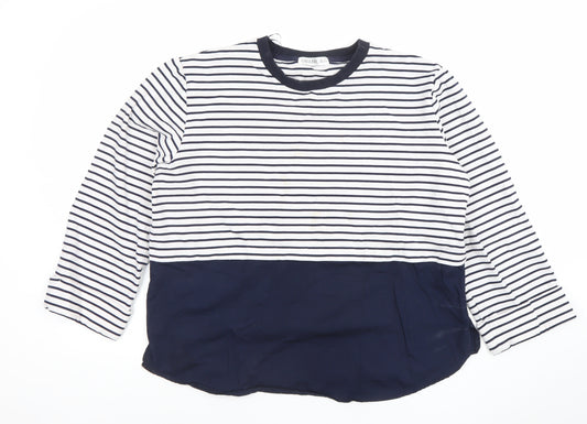 Gallery Women Navy Stripe Long Sleeve Jersey Tunic Top UK M