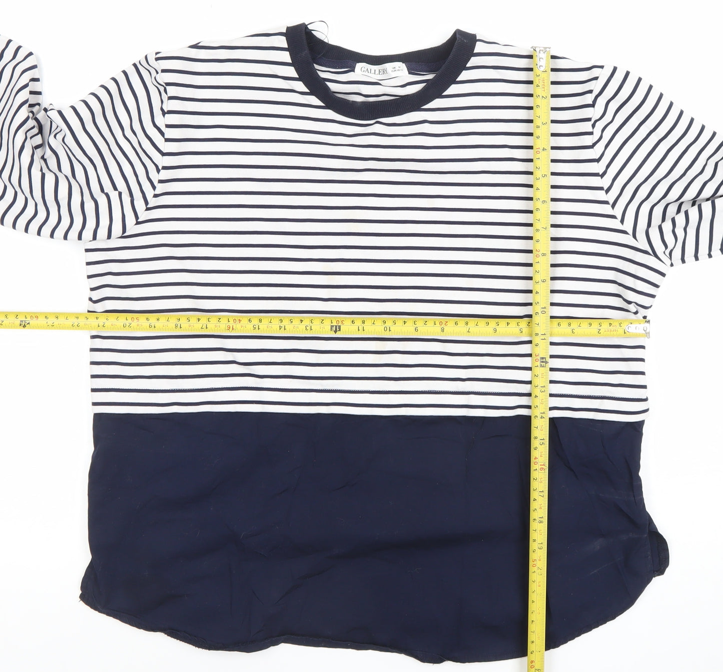 Gallery Women Navy Stripe Long Sleeve Jersey Tunic Top UK M