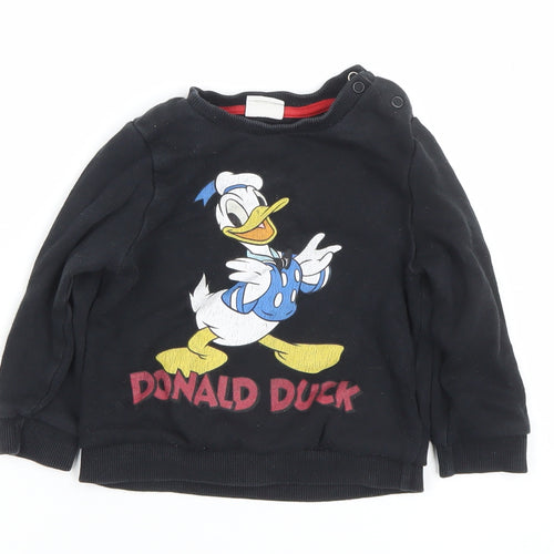 Disney Baby Donald Duck Black Long Sleeve Pullover T-Shirt 9-12 Months