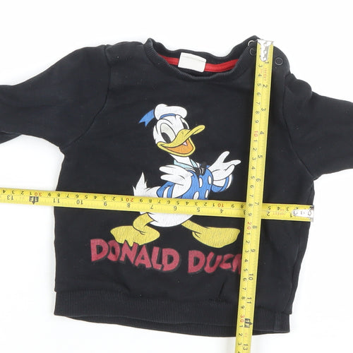 Disney Baby Donald Duck Black Long Sleeve Pullover T-Shirt 9-12 Months
