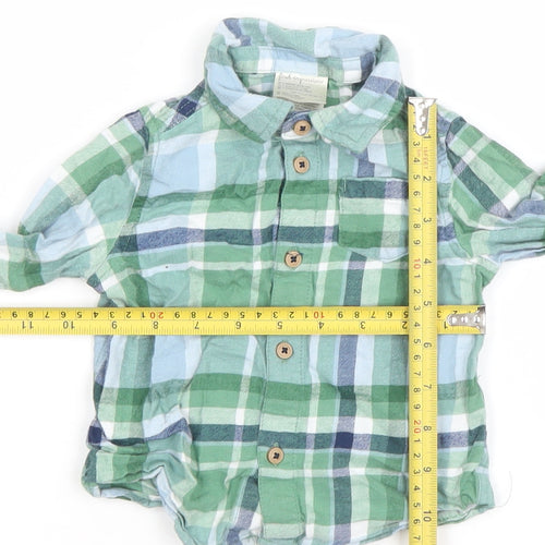 Little Impressions Boys Green Plaid Button-Up Cotton Shirt 12 Months