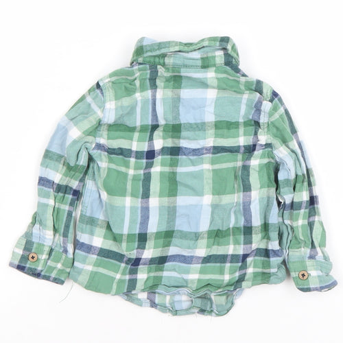 Little Impressions Boys Green Plaid Button-Up Cotton Shirt 12 Months