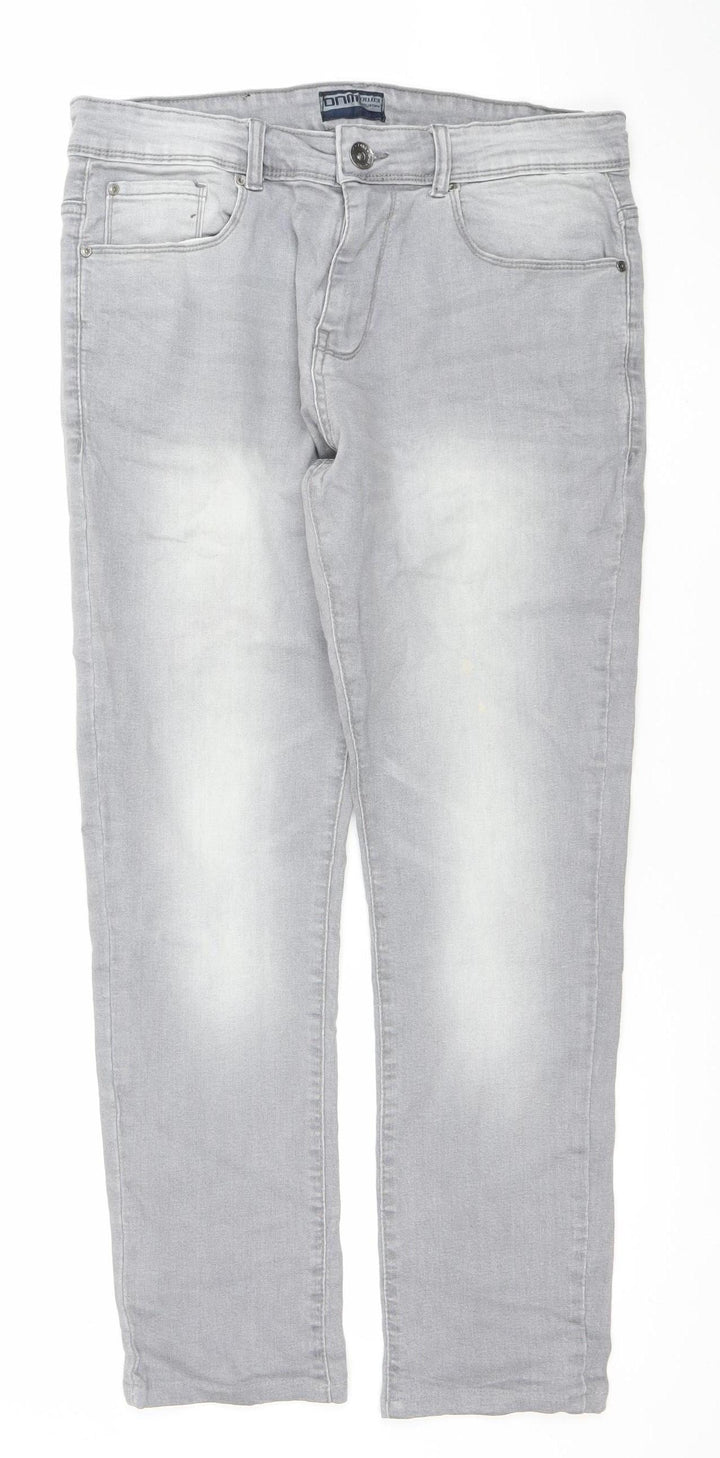 DNM Industry Men's Grey Slim Fit Straight Jeans 32S