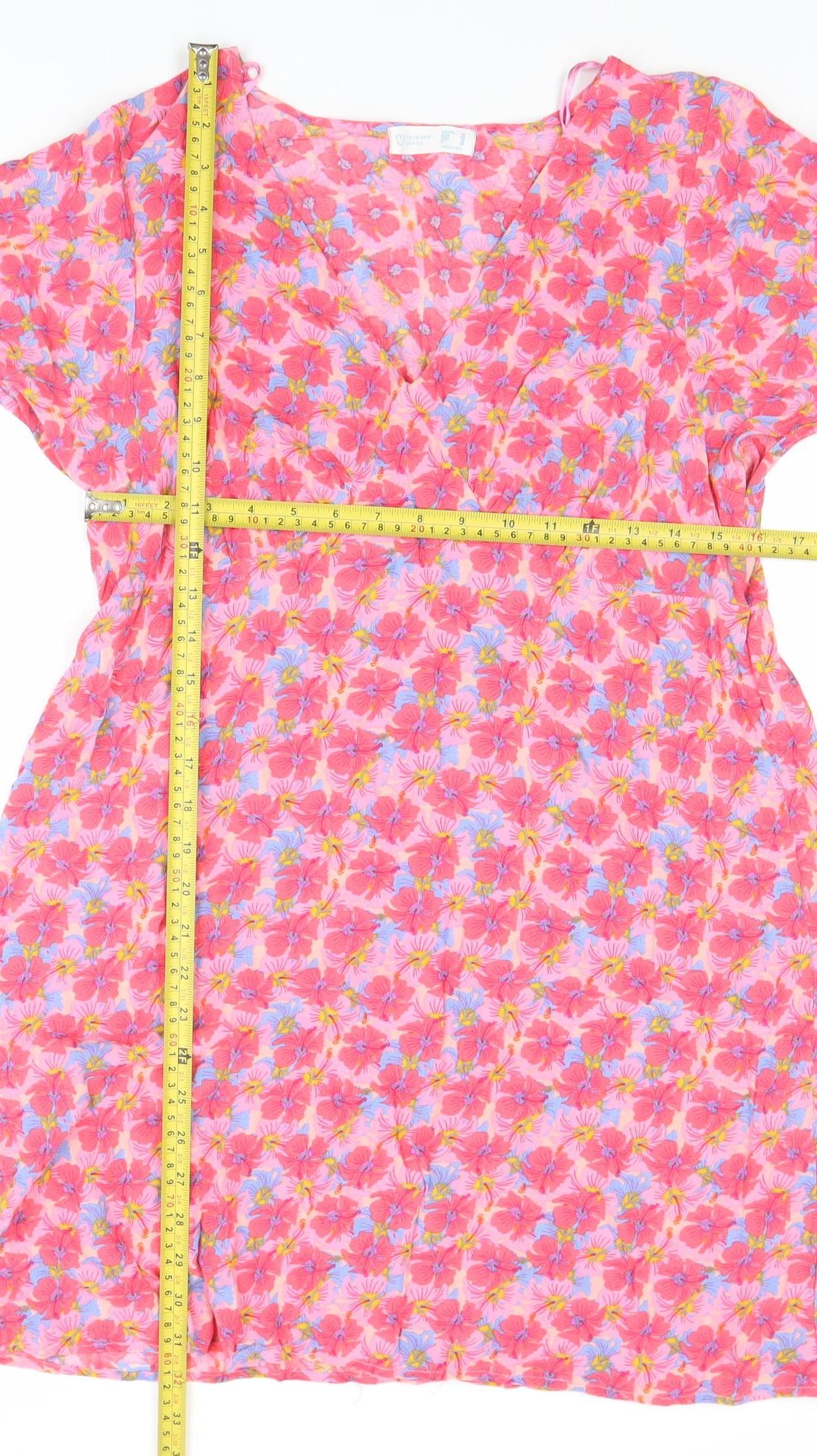 Primark Women’s Pink Floral Fit & Flare Knee Length Dress Size 14